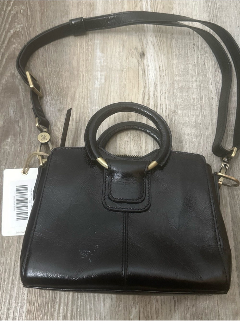 HOBO Black Leather Mini Satchel with Round Top Handles